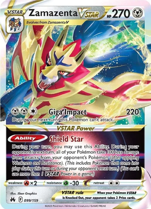 Zamazenta VSTAR #099/159 Holofoil Pokémon card from Crown Zenith