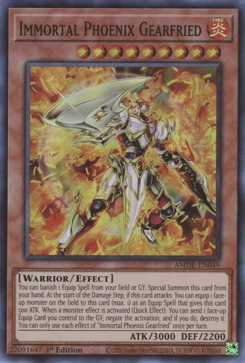 Immortal Phoenix Gearfried AMDE-EN049 Yu-Gi-Oh card from Amazing Defenders