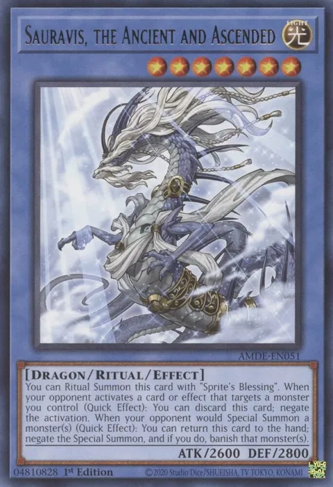 Sauravis, the Ancient and Ascended AMDE-EN051 Yu-Gi-Oh card from Amazing Defenders