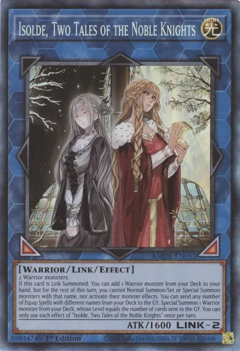 Isolde, Two Tales of the Noble Knights Collector's Rare AMDE-EN052 Yu-Gi-Oh card from Amazing Defenders