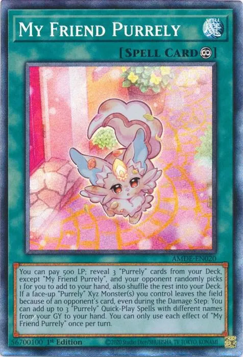 My Friend Purrely Collector's Rare AMDE-EN020 Yu-Gi-Oh card from Amazing Defenders