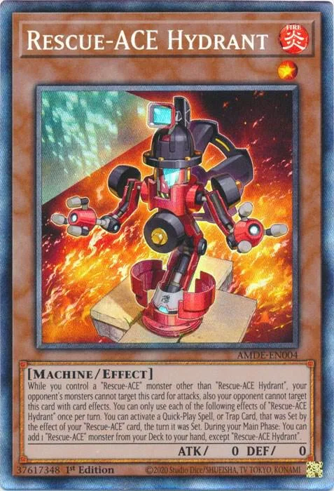 Rescue-ACE Hydrant Collector's Rare AMDE-EN004 Yu-Gi-Oh card from Amazing Defenders