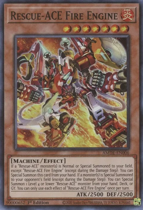 Rescue-ACE Fire Engine AMDE-EN006 Yu-Gi-Oh card from Amazing Defenders