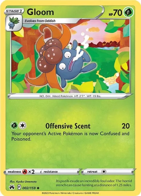 Gloom #002/159 Reverse Holofoil Pokémon card from Crown Zenith