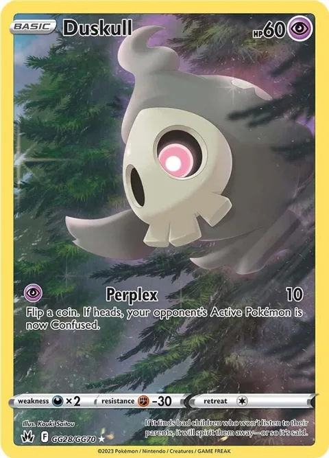 Duskull #GG28/GG70 Holofoil Pokémon card from Crown Zenith: Galarian Gallery