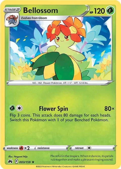 Bellossom #003/159 Reverse Holofoil Pokémon card from Crown Zenith