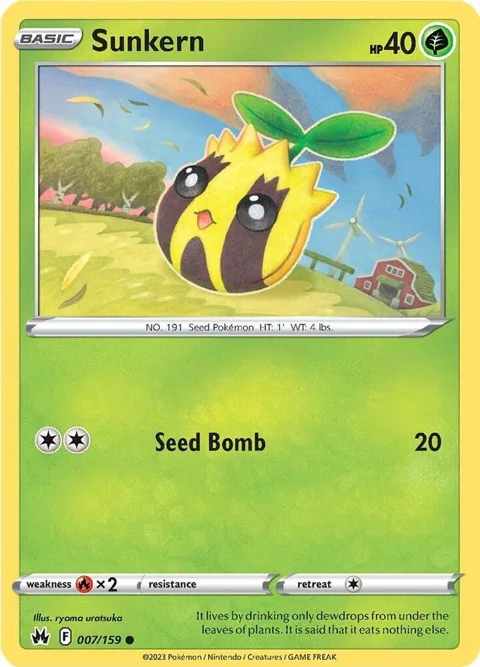 Sunkern #007/159 Reverse Holofoil Pokémon card from Crown Zenith
