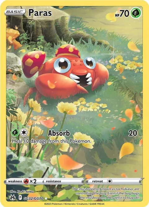 Paras #GG32/GG70 Holofoil Pokémon card from Crown Zenith: Galarian Gallery