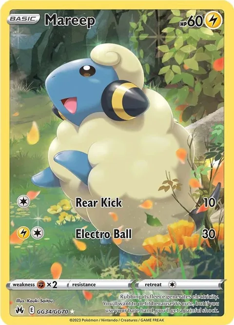 Mareep #GG34/GG70 Holofoil Pokémon card from Crown Zenith: Galarian Gallery