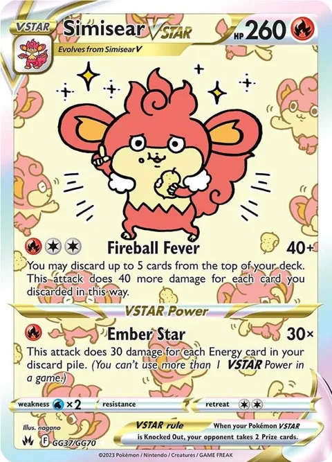 Simisear VSTAR #GG37/GG70 Holofoil Pokémon card from Crown Zenith: Galarian Gallery