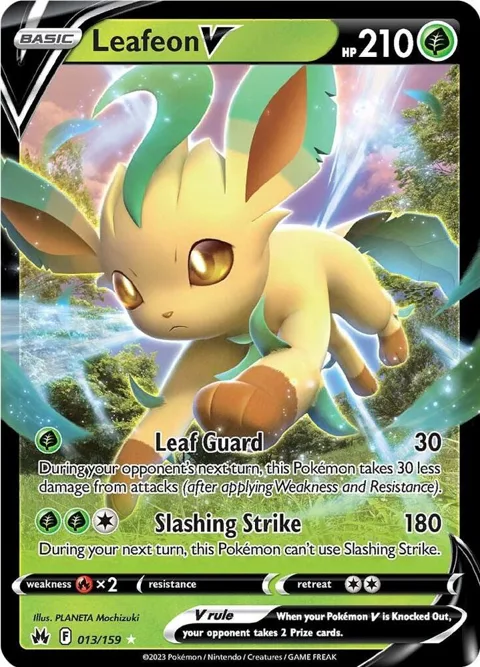 Leafeon V #013/159 Holofoil Pokémon card from Crown Zenith