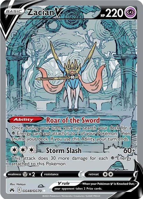 Zacian V #GG48/GG70 Holofoil Pokémon card from Crown Zenith: Galarian Gallery