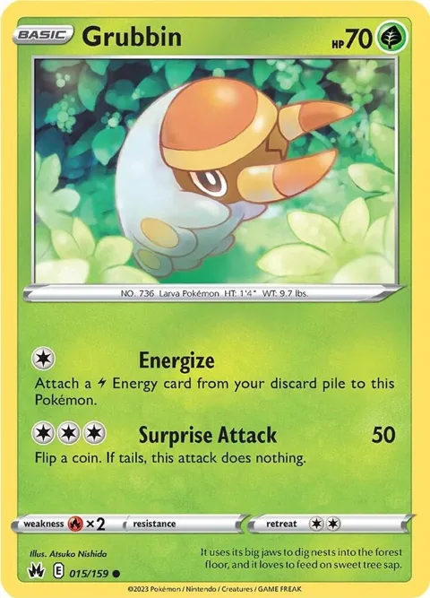 Grubbin #015/159 Pokémon card from Crown Zenith