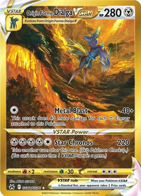 Origin Forme Dialga VSTAR Secret Rare #GG68/GG70 Holofoil Pokémon card from Crown Zenith: Galarian Gallery