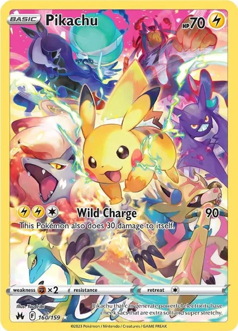Pikachu Secret Rare #160/159 Holofoil Pokémon card from Crown Zenith