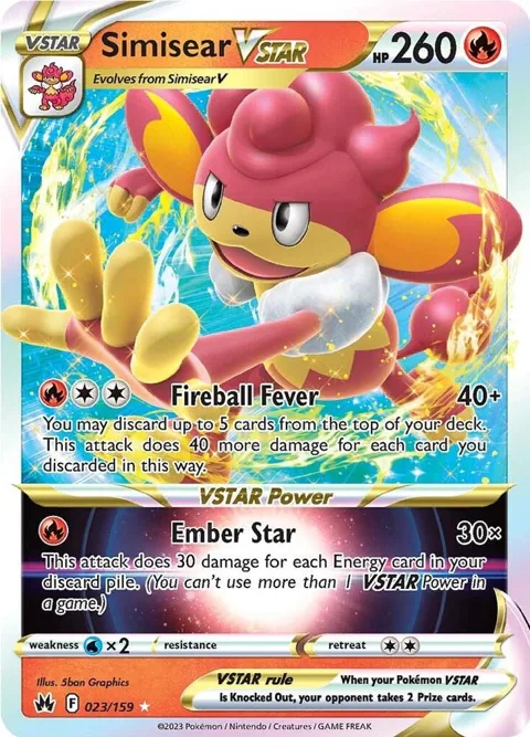 Simisear VSTAR #023/159 Holofoil Pokémon card from Crown Zenith