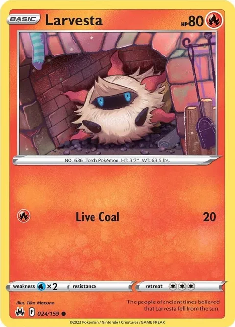 Larvesta #024/159 Pokémon card from Crown Zenith