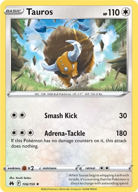 Tauros #106/159 Pokémon card from Crown Zenith