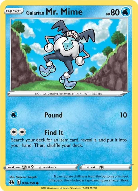 Galarian Mr. Mime #030/159 Reverse Holofoil Pokémon card from Crown Zenith