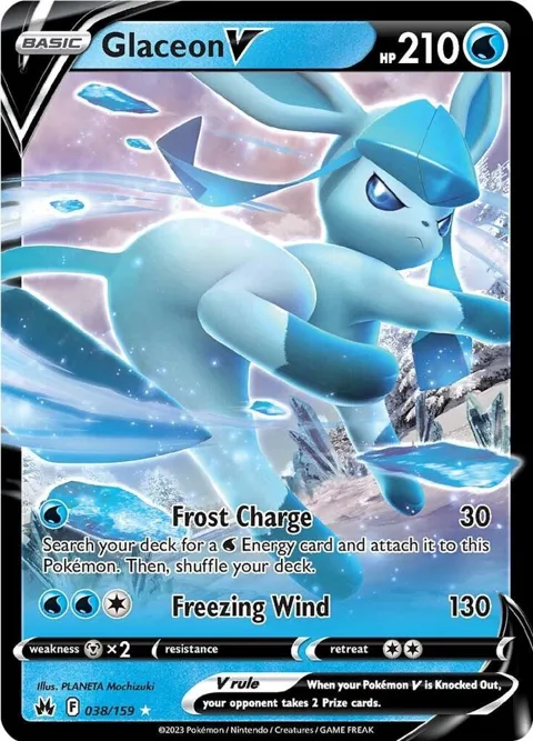 Glaceon V #038/159 Holofoil Pokémon card from Crown Zenith