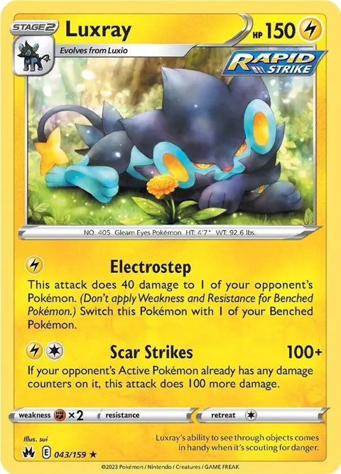 Luxray 43 #043/159 Reverse Holofoil Pokémon card from Crown Zenith