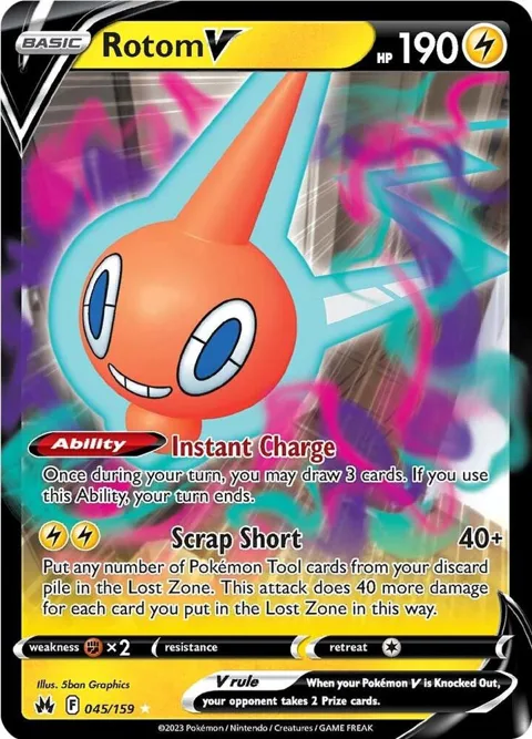 Rotom V #045/159 Holofoil Pokémon card from Crown Zenith