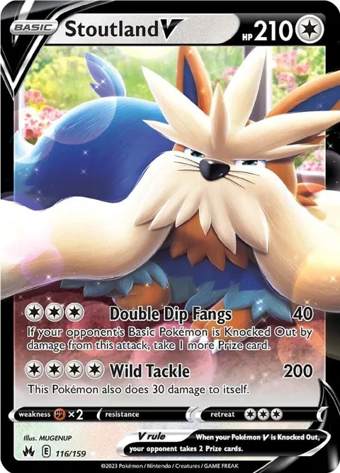 Stoutland V #116/159 Holofoil Pokémon card from Crown Zenith