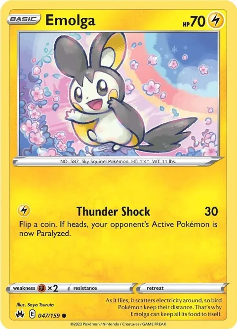 Emolga #047/159 Reverse Holofoil Pokémon card from Crown Zenith