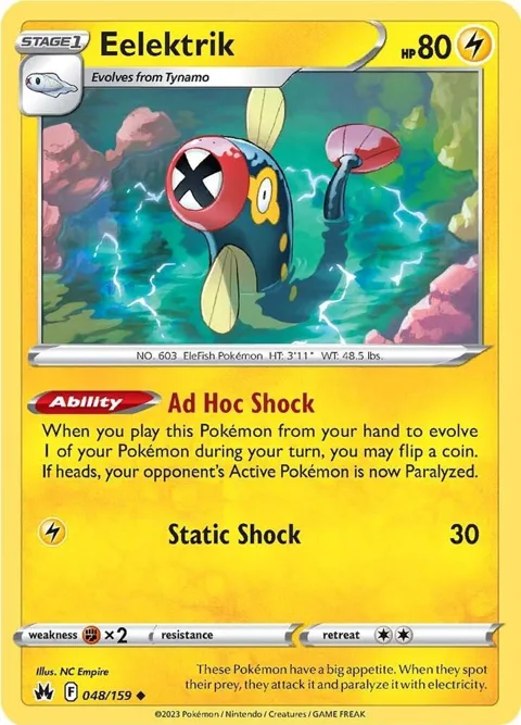 Eelektrik #048/159 Reverse Holofoil Pokémon card from Crown Zenith