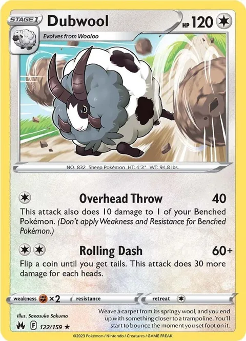 Dubwool #122/159 Pokémon card from Crown Zenith