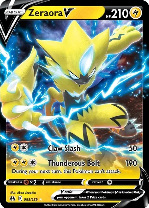 Zeraora V #053/159 Holofoil Pokémon card from Crown Zenith