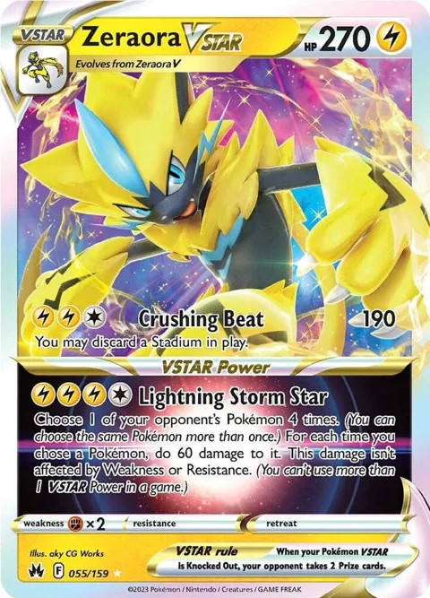 Zeraora VSTAR #055/159 Holofoil Pokémon card from Crown Zenith