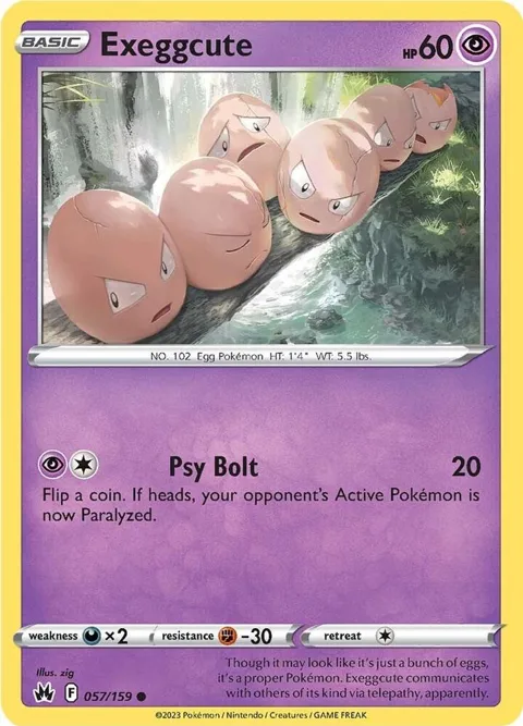 Exeggcute #057/159 Reverse Holofoil Pokémon card from Crown Zenith