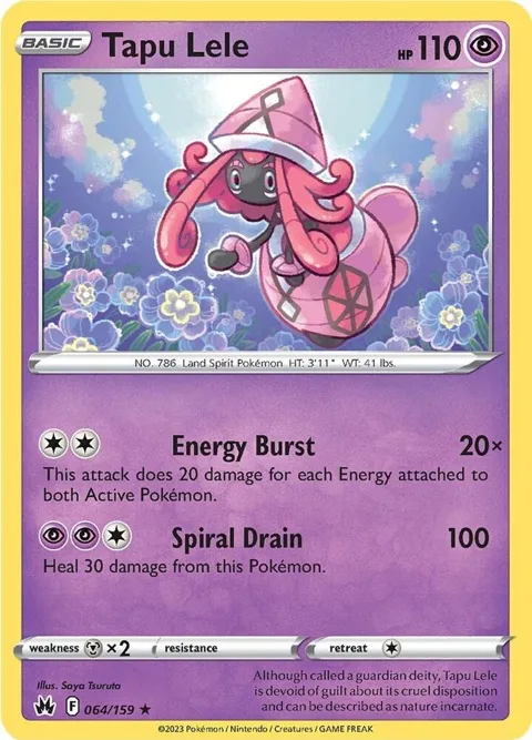 Tapu Lele #064/159 Holofoil Pokémon card from Crown Zenith