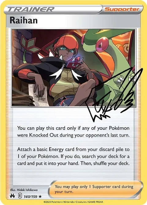 Raihan #140/159 Reverse Holofoil Pokémon card from Crown Zenith