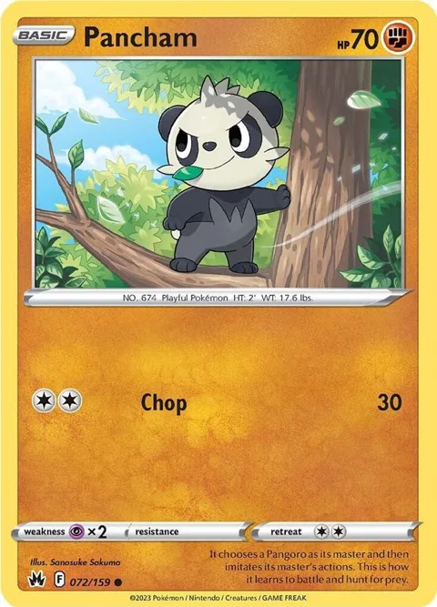 Pancham #072/159 Pokémon card from Crown Zenith