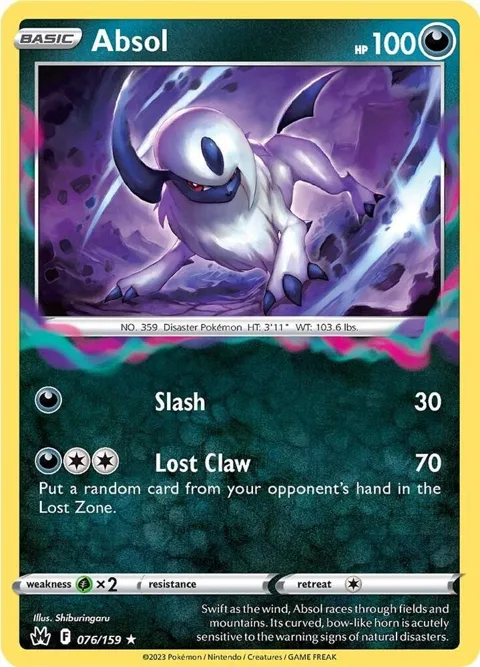 Absol #076/159 Holofoil Pokémon card from Crown Zenith