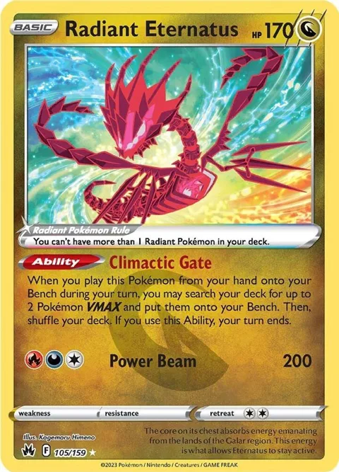 Radiant Eternatus #105/159 Holofoil Pokémon card from Crown Zenith