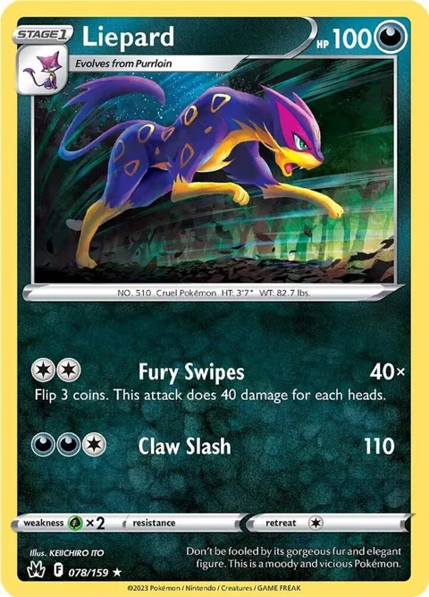 Liepard #078/159 Reverse Holofoil Pokémon card from Crown Zenith