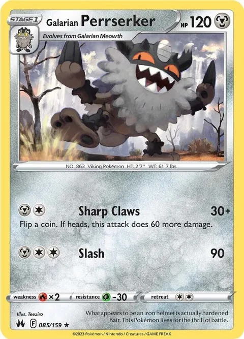 Galarian Perrserker #085/159 Pokémon card from Crown Zenith