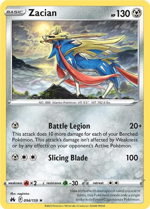Zacian #094/159 Holofoil Pokémon card from Crown Zenith