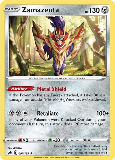 Zamazenta #097/159 Holofoil Pokémon card from Crown Zenith