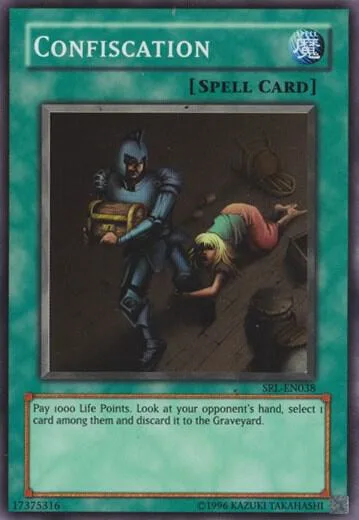 Confiscation SRL-EN038 SRL-EN Unlimited Super Rare Yu-Gi-Oh card from Spell Ruler (Worldwide English)