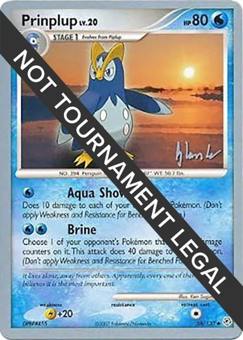 Prinplup 58 - 2008 Dylan Lefavour #58/130 Pokémon card from World Championship Decks