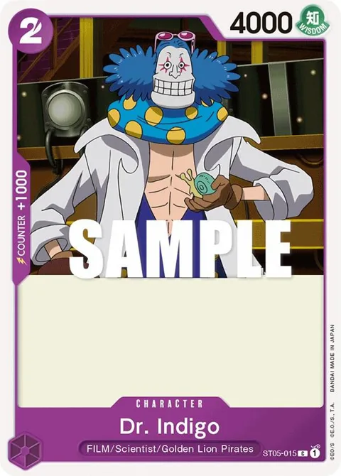 Dr. Indigo ST05-015 One Piece card from Starter Deck 5: Film Edition