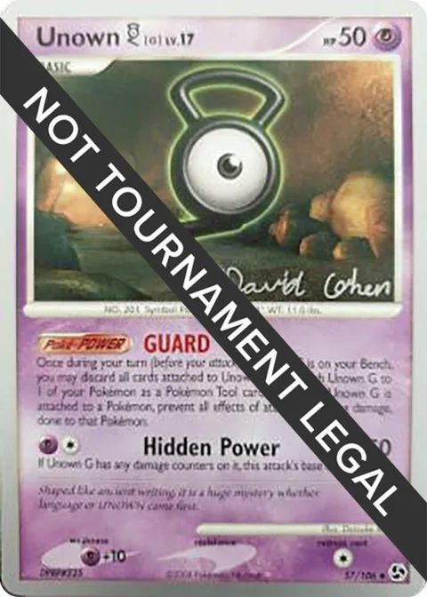 Unown [G] - 2009 David Cohen #57/106 Pokémon card from World Championship Decks