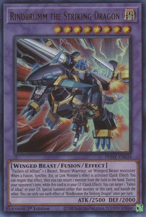 Rindbrumm the Striking Dragon PHHY-EN034 Yu-Gi-Oh card from Photon Hypernova