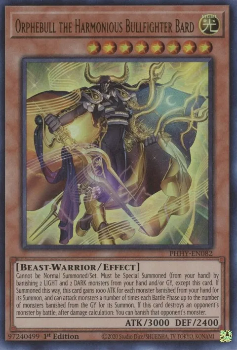 Orphebull the Harmonious Bullfighter Bard PHHY-EN082 Yu-Gi-Oh card from Photon Hypernova