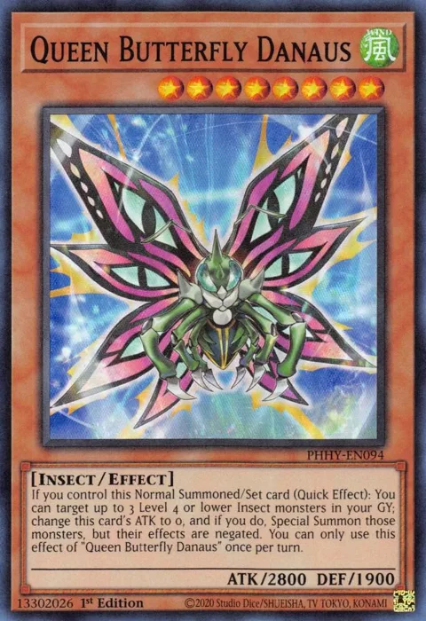 Queen Butterfly Danaus PHHY-EN094 Yu-Gi-Oh card from Photon Hypernova