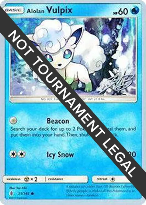 Alolan Vulpix - 2017 Zachary Bokhari #21/145 Pokémon card from World Championship Decks